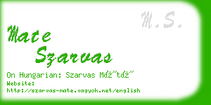 mate szarvas business card